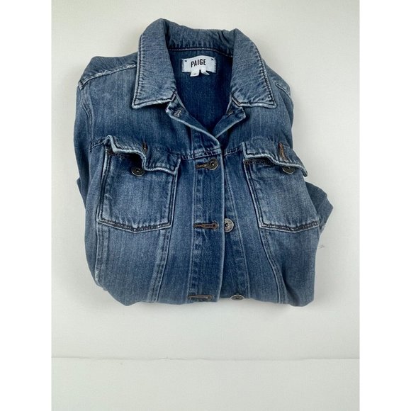 Paige Lightly Distressed Denim Jacket Medium - Picture 3 of 5